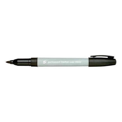 5 Star Permanent Marker Fine Tip 0.8mm Line Black (Pack of 10) 930342