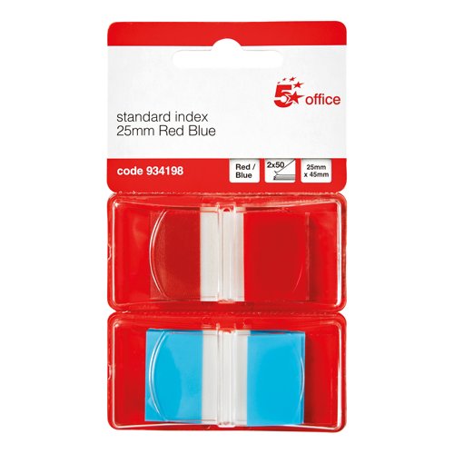 5 Star Index Flags 50 x2 25mm Red/Blue 934198