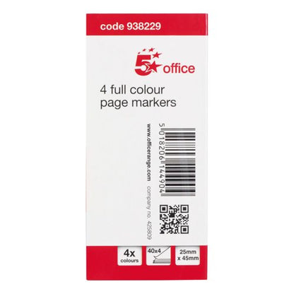 5 Star Index Page Marker Flag 25x45mm 40 Flags per Colour x4 Colours Neon Assorted 938229