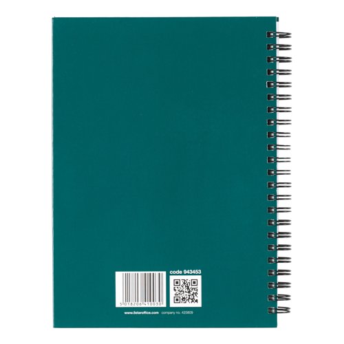 5 Star Wirebound Hardback Notebook Ruled A5 140 Page Teal (Pack of 5) 943453