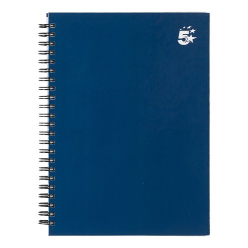 5 Star Wirebound Hardback Notebook Ruled A5 140 Page Indigo (Pack of 5) 943458
