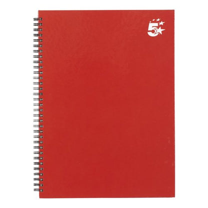 5 Star Wirebound Hardback Notebook Ruled A4 140 Page Berry (Pack of 5) 943466