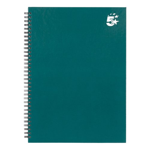 5 Star Wirebound Hardback Notebook Ruled A4 140 Page Teal (Pack of 5) 943474