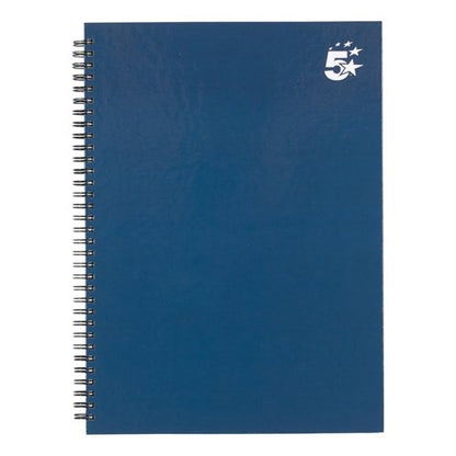 5 Star Wirebound Hardback Notebook Ruled A4 140 Page Indigo (Pack of 5) 943482
