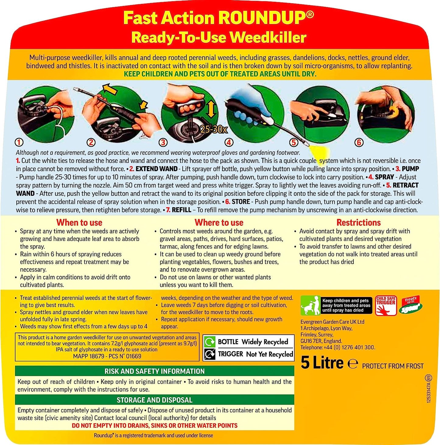 Roundup Total Weedkiller Pump n Go RTU 5 Litre