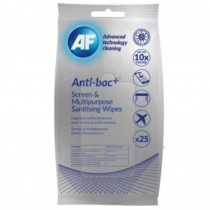 AF Anti-Bac+ Antibacterial Screen Cleaning Wipes â€“ 25 Wet Wipes ABTW025P