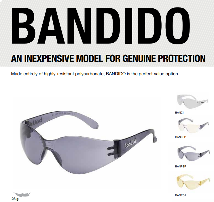 Bolle BANPSF Bandido Safety Glasses - Smoke