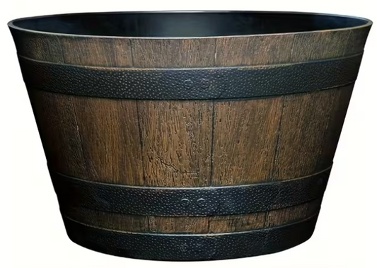 Fixtures Half Barrel Cask Brown 40cm x 27cm Medium Planter