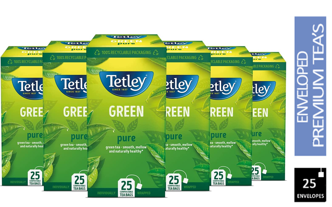 Tetley Pure Green Individually Wrapped Tea Bags  25's - UK BUSINESS SUPPLIES
