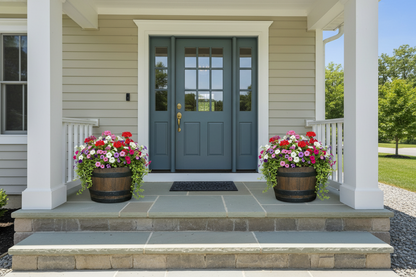 Fixtures Half Barrel Cask Brown 40cm x 27cm Medium Planter