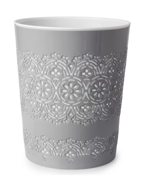 Blue Canyon Floral Waste Bin 9 Litre GREY For Office, Bathroom, Home