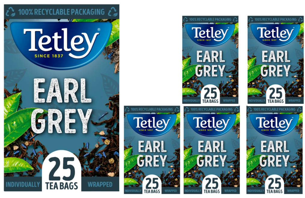 Tetley Earl Grey Teabags,  Individually Wrapped & Enveloped 25's