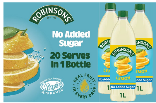 Robinsons Lemon Squash No Added Sugar 1 Litre A02103 {Clearance Line DATED END JULY }