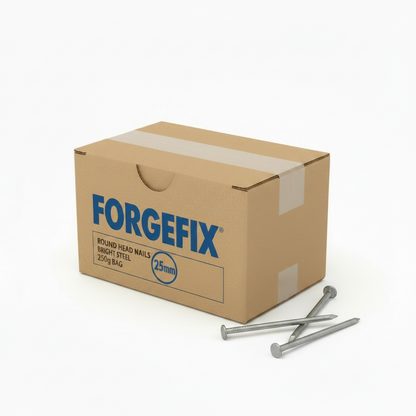 ForgeFix Round Head Nail | Bright Finish | 25mm | Bag of 250g