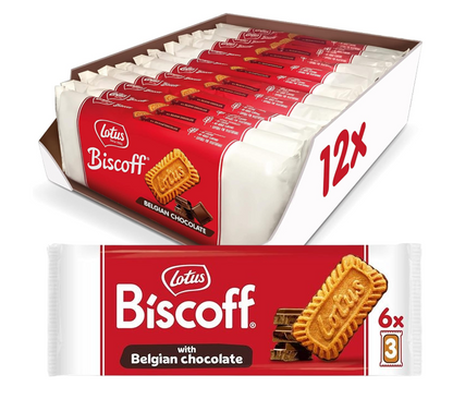 Lotus Biscoff Individually Wrapped Caramelised Biscuits with Belgian Chocolate Triple Pack (72 Packs