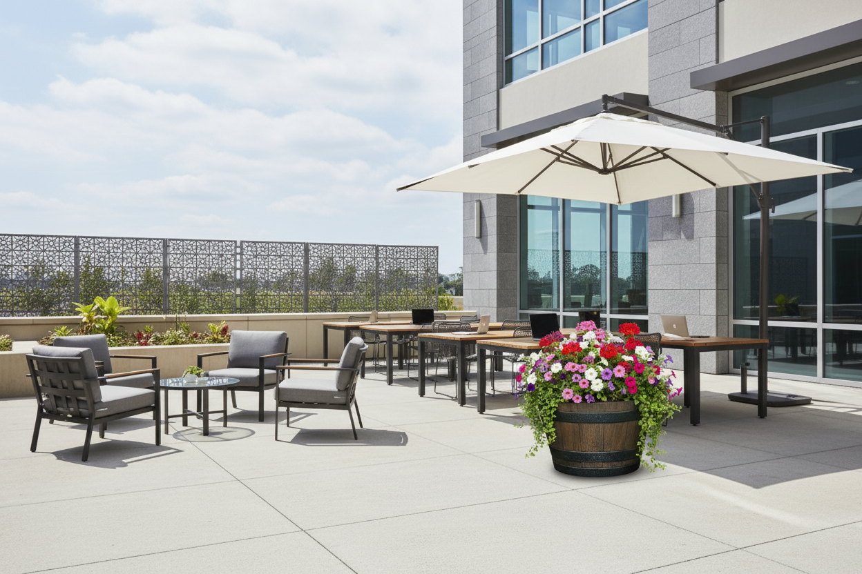 Fixtures Half Barrel Cask Brown 40cm x 27cm Medium Planter