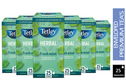 Tetley Herbal Fresh Mint Compostable Envelope Tea Bags 25's