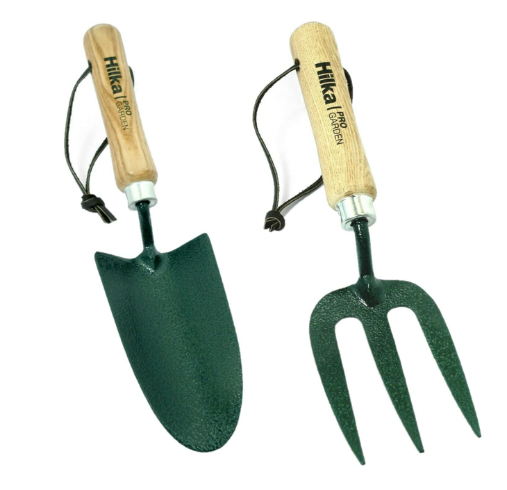 Hilka Carbon Steel Green Hand Trowel & Fork Set - UK BUSINESS SUPPLIES