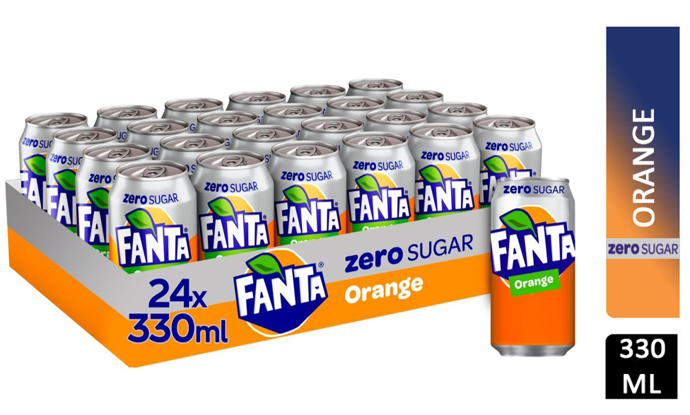 Fanta Orange Zero Cans 330ml (Pack of 24) 100231