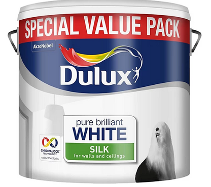 Dulux Silk Emulsion Paint 5L White | Walls & Ceilings | Wipable Finish