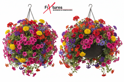 Fixtures Brown Rattan Effect Hanging Basket LARGE 25cm x 16cm