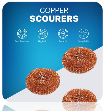 Copper Plated Scourers | 3 Pack | Tough & Abrhessive