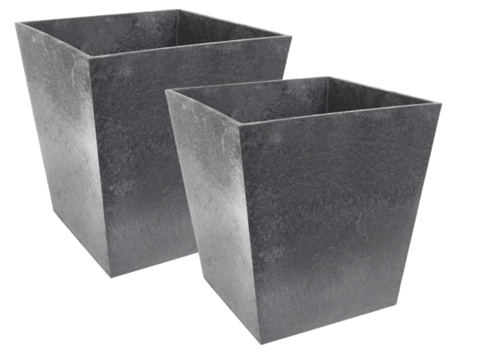 Primeur Eco Garden 33Cm Sonata Recycled Rubber Plant Pot Steel Grey