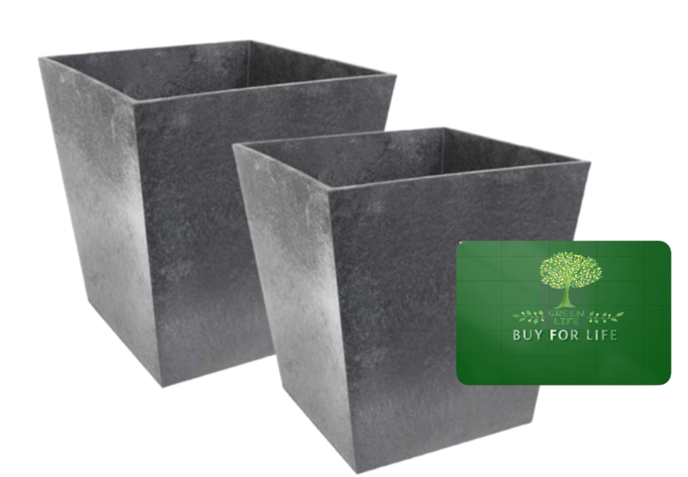 Primeur Eco Garden 33Cm Sonata Recycled Rubber Plant Pot Steel Grey