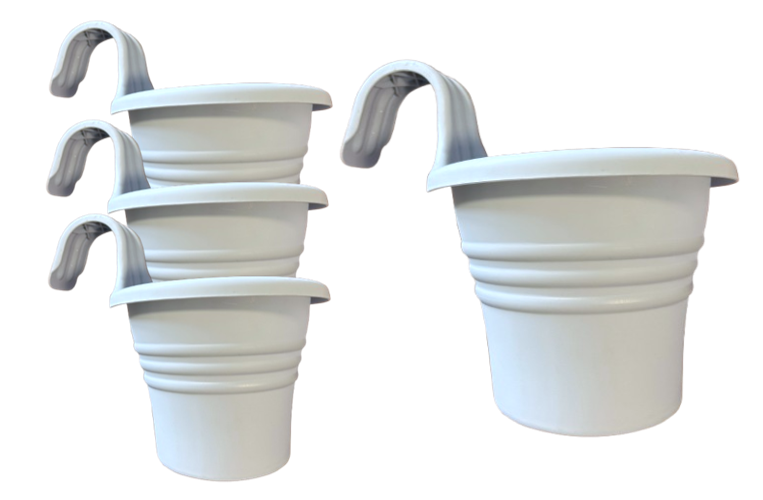 Fixtures Hang Easy Single Eco Planter | Fence or Balcony Hook on Planters | Pale Grey
