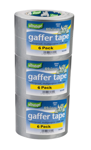 Rhino Super Strong gaffer tape | 50mm X 50M Silver Cloth Gaffer Tape