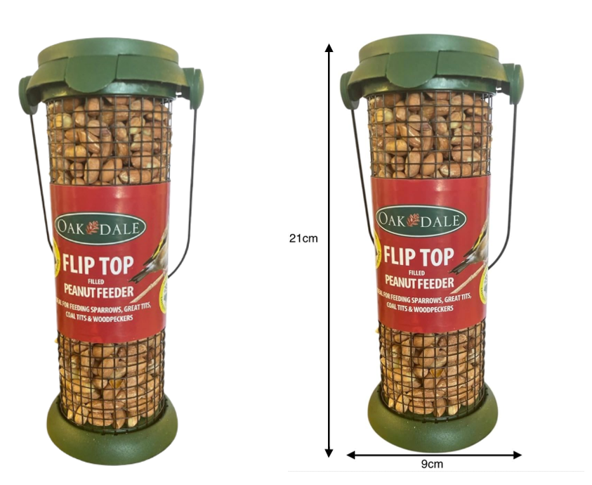 Oakdale Pre-Filled Fliptop Peanut Bird Feeder | 1 x Pre-Filled Feeder