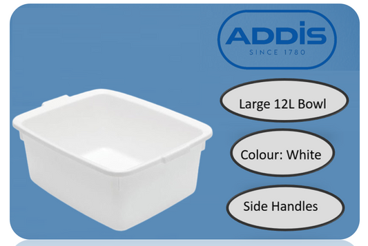 Addis Plastic Butler Large Rectangular Bowl, 12.5 Litre WHITE