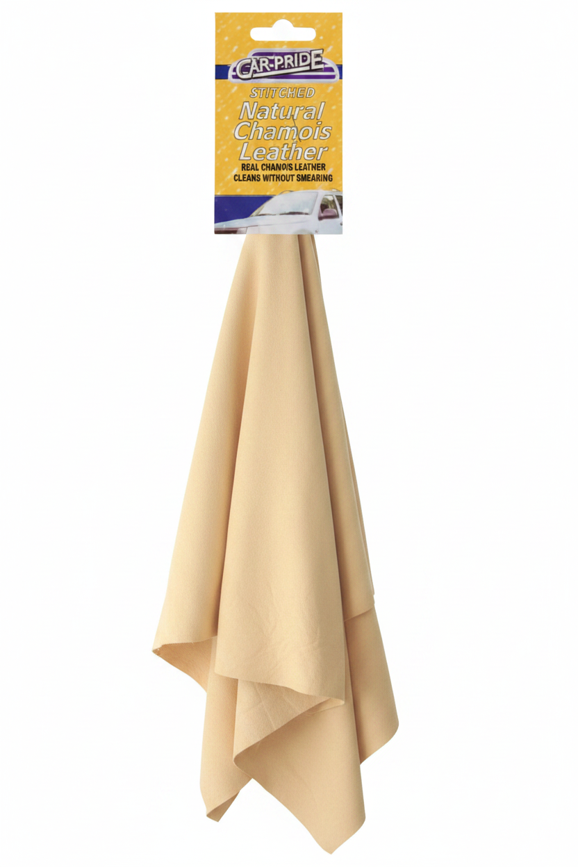 Carpride Natural Chamois Leather Cloth | 30cm x30cm | Stitched