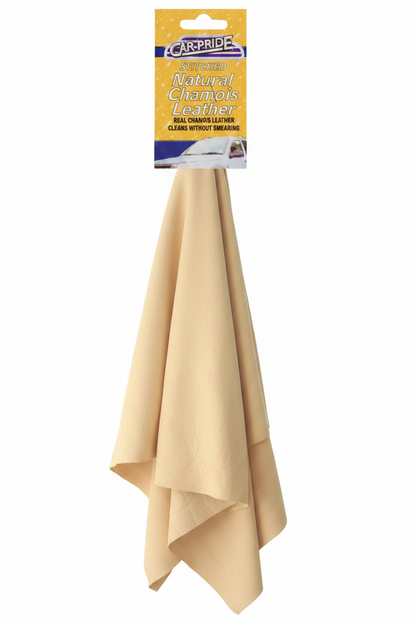 Carpride Natural Chamois Leather Cloth | 30cm x30cm | Stitched