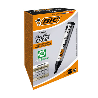 Bic 2300 Permanent Marker Chisel Tip Black (Pack of 12) 820926