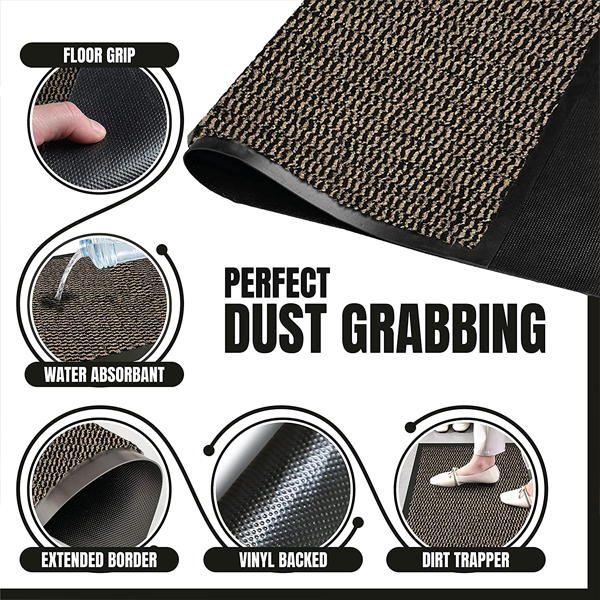 Fixtures Barrier Doorway Door Floor Mat 40cm x 60cm Brown