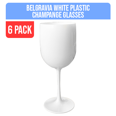 Belgravia Large White Plastic Champagne / Wine Glasses Pack 6’s {480ml} (3269)