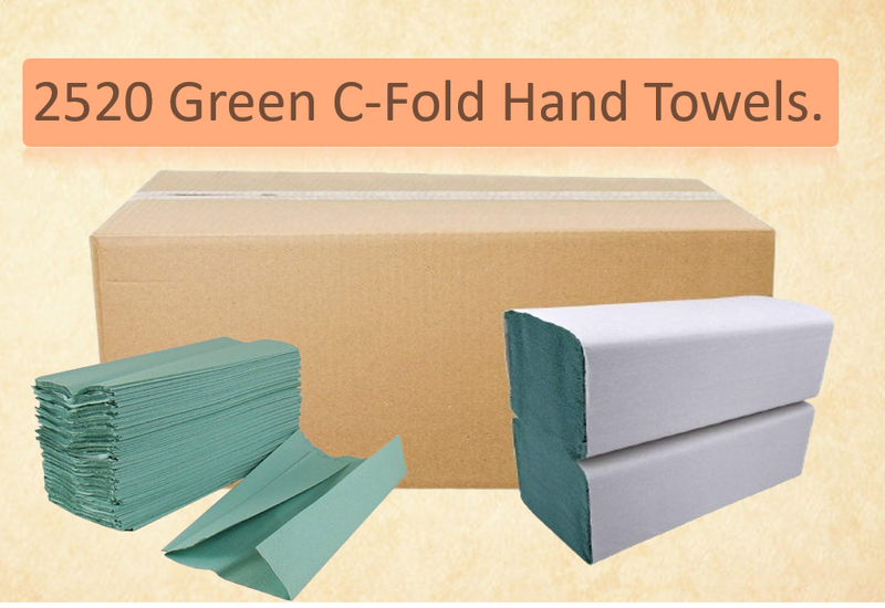 C-Fold 1 Ply Green Hand Towels 210's (12's) 2520 Towels Total