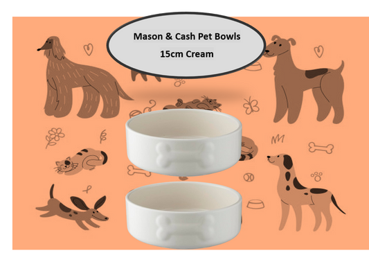 Mason Cash Quality Heavy Duty Stoneware Pet Bowls in Cream {15cm}