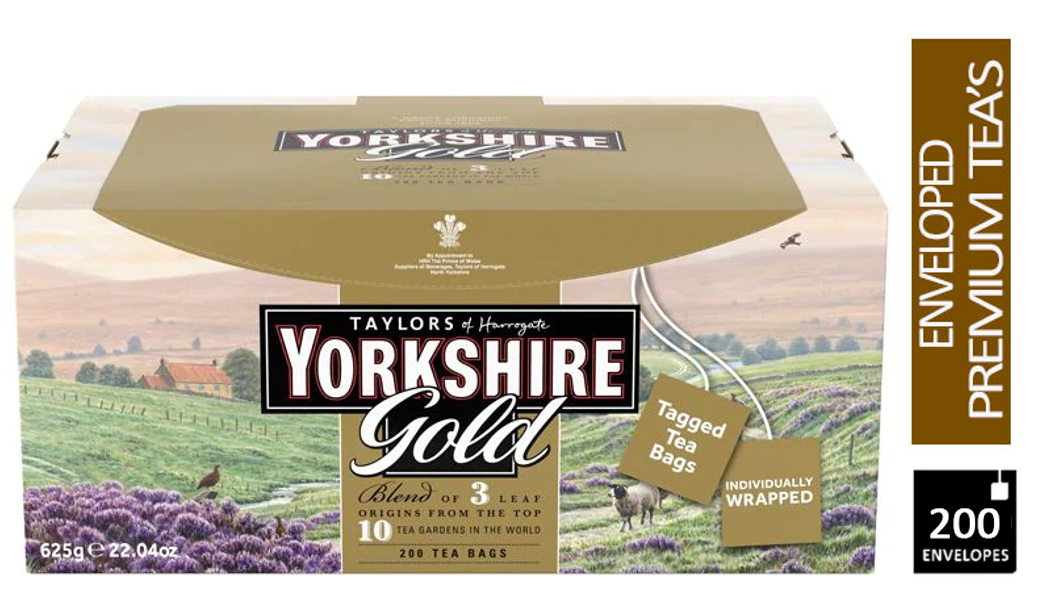 Yorkshire Gold Envelope String & Tag Tea Bags 1 x 200