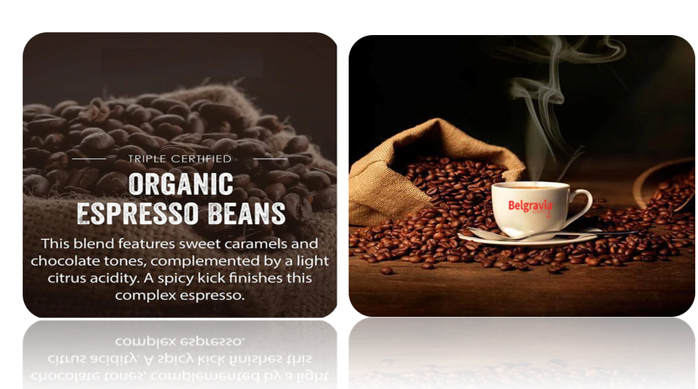 Belgravia High-Ground Blend 1kg Fairtrade/Organic & Rainforest Alliance Certified Coffee Beans, 100%