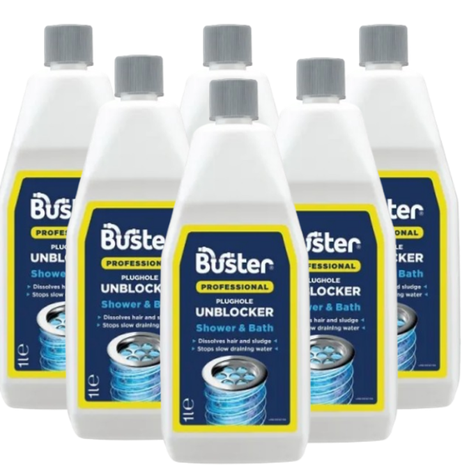 Buster Shower And Bath Plughole Unblocker, Dissolves Hair And Sludge, 1 Litre