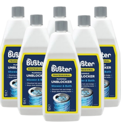 Buster Shower And Bath Plughole Unblocker, Dissolves Hair And Sludge, 1 Litre