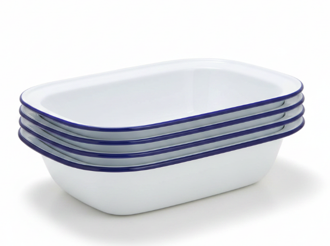 Falcon Enamel Oblong Pie Dish |  Blue and White | 26cm