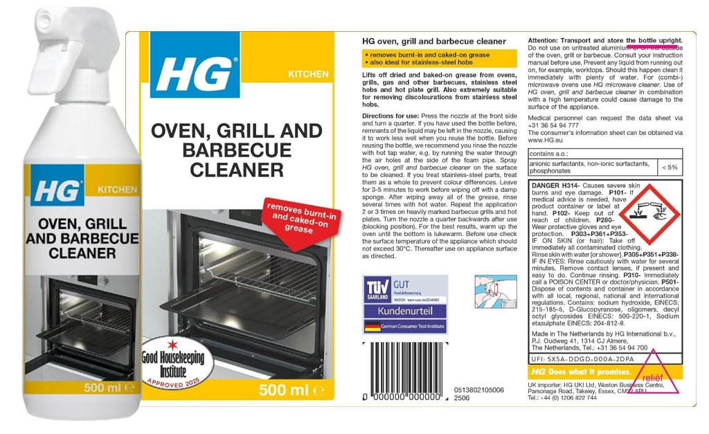 HG Kitchen Oven, Grill & Barbecue Cleaner 500ml