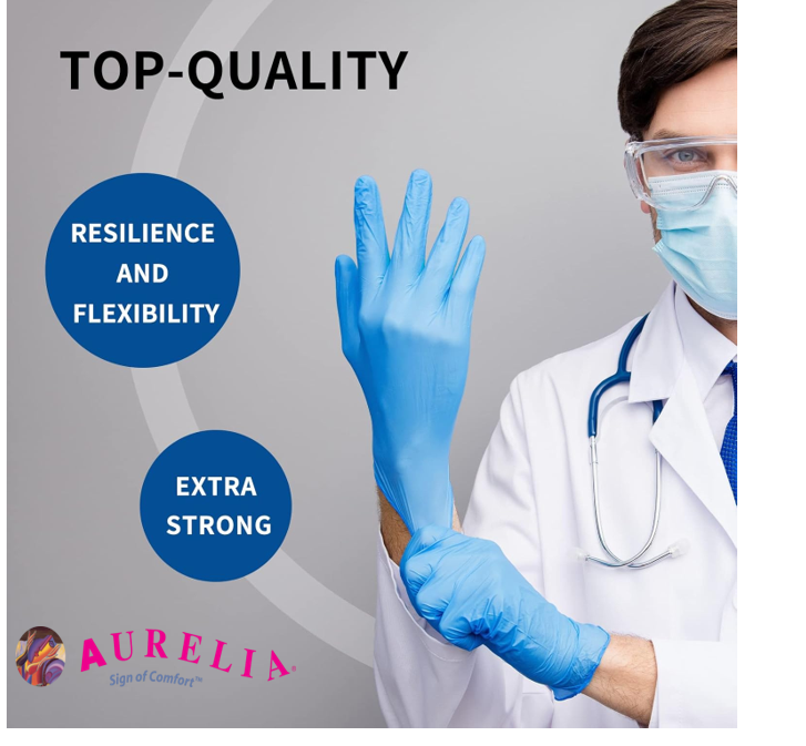 Aurelia Robust Blue POWDER FREE Nitrile Disposable Gloves x 100 ALL SIZES