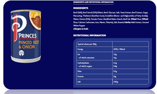 Princes Minced Beef & Onion | 6 x 392g