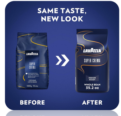 Lavazza Super Crema Whole Bean Espresso Coffee 1kg {5% Discount Eligible}