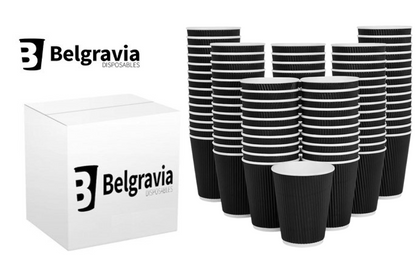 Belgravia 25cl/8oz Triple Walled Black Ripple Cups 25's