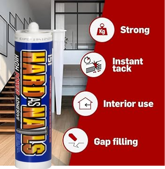 Hard as Nails High Power Adhesive 280ml Tubes | Solvent Free | Wood Metal Glass